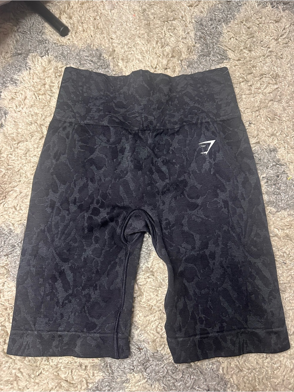 Gymshark Black Jacquard High-Waist Bike Shorts with Subtle Animal Print